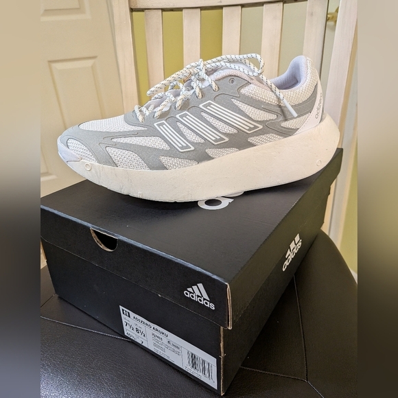 Adidas White and Gray Adizero Aruku Athletic Shoes - Picture 6 of 7